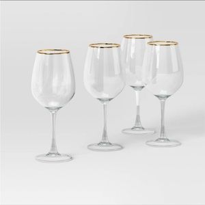 Threshold Wine Glasses Gold Rimmed 4 Count